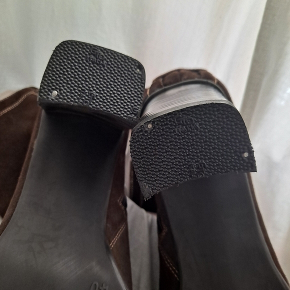 Gino Ventori Italian Suede Ankle Boots Size 40 Woven Square Toe Chunky Heels - Picture 6 of 16